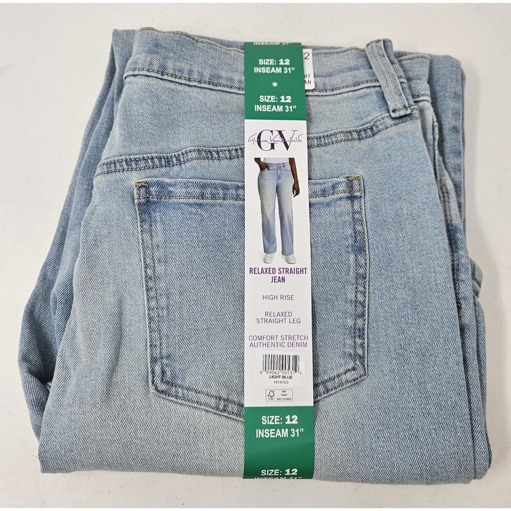 Gloria Vanderbilt Relaxed Straight Leg Light Blue Denim Jeans Size 12 NEW!
